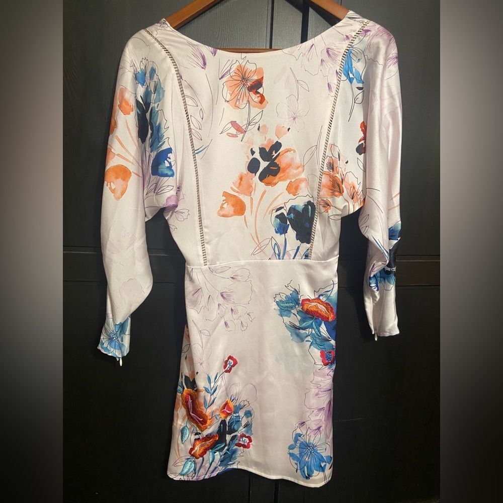 Marciano Floral Mini Dress - light pink orange and blue